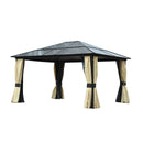 Aspen 14' x 12' Hard Top Patio Gazebo with Curtains and Netting - Seasonal Overstock