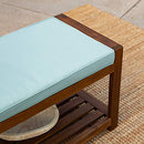 48" Walker Edison Indoor / Outdoor Patio Wood Bench with Washable Cushion - Blue - Seasonal Overstock