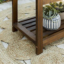 48" Walker Edison Indoor / Outdoor Patio Wood Bench with Washable Cushion - Blue - Seasonal Overstock