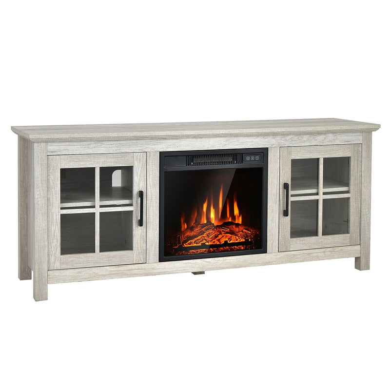 Elio Natural 1400W Electric Fireplace TV Stand for TVs up to 65" - Seasonal Overstock