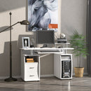 Esme Modern Computer Desk with Storage Drawers and Keyboard Tray - White - Seasonal Overstock