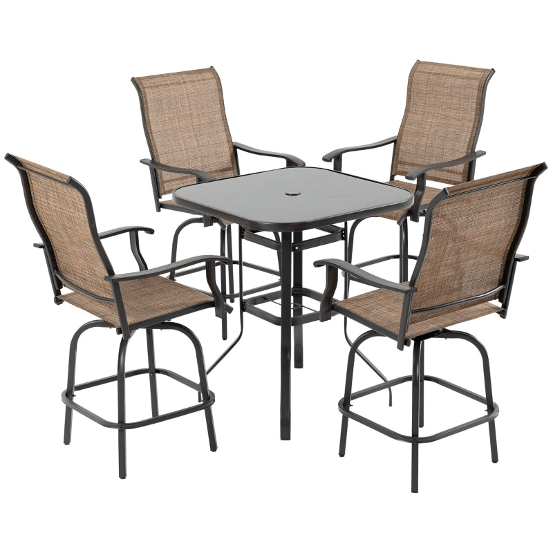 Kaira 5pc Outdoor Patio Table and Swivel Chair Set - Brown - Seasonal Overstock