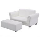 Kids Furniture, Kids Casa Kid Sized Sofa and Ottoman Set - White - Seasonal Overstock