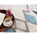 Area Rugs, Navi Cream / Blue Geometric Area Rug by Mercury Splash - Seasonal Overstock