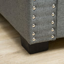 Benches, Osman 47" Nailhead Light Grey Upholstered Storage Bench - Seasonal Overstock