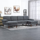 U-Shape Sectional Sofa with two chaise lounges in a living room with grey flooring and carpet. 
