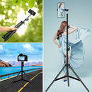 Phone Accessories, Selfie Stick Tripod, 65" Extendable Tall Camera Cell Phone Tripod Stand with Bluetooth Remote - Seasonal Overstock