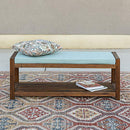 48" Walker Edison Indoor / Outdoor Patio Wood Bench with Washable Cushion - Blue - Seasonal Overstock