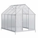 6' x 8' Walk-In Greenhouse with Aluminum Frame and Polycarbonate Panels, Sliding Door - Silver
