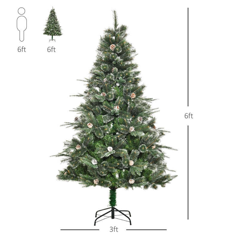 6ft Artificial Pine Christmas tree with Pine Cones & Snow - Seasonal Overstock