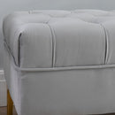 Benches, Ariya 47" Velvety Grey Button Tufted Upholstered Ottoman Bench - Seasonal Overstock