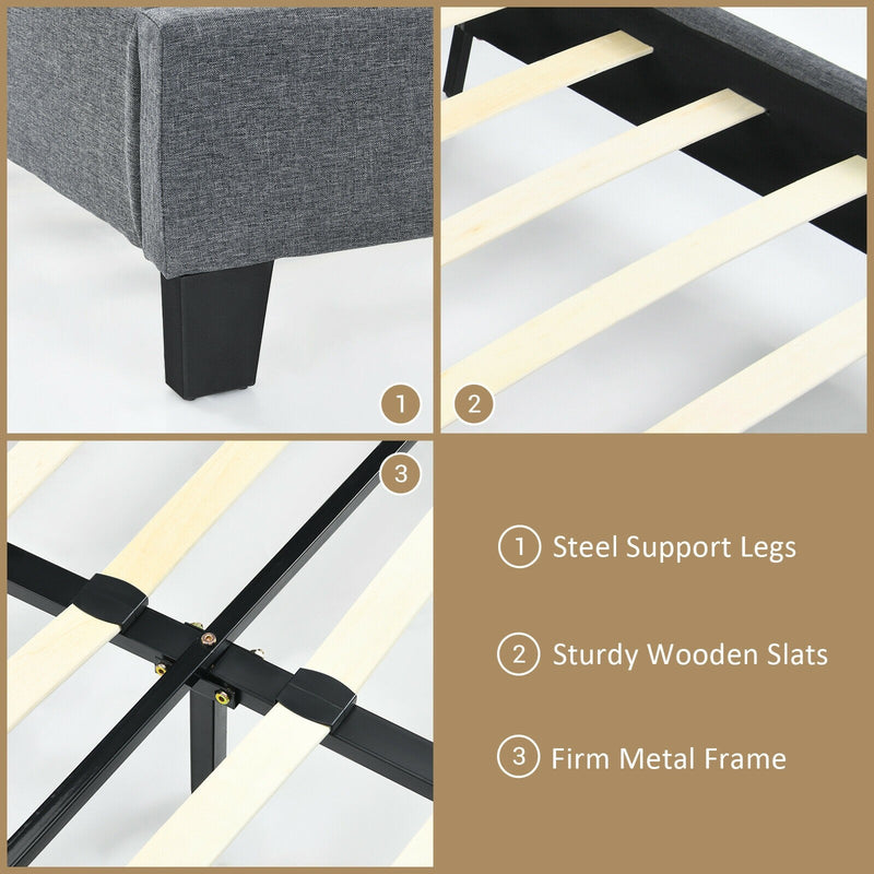 Dustin Full Size Low Profile Upholstered Platform Bed - Seasonal Overstock