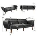 Graeme 81" Faux Leather Convertible Futon Sofa Bed - Black - Seasonal Overstock
