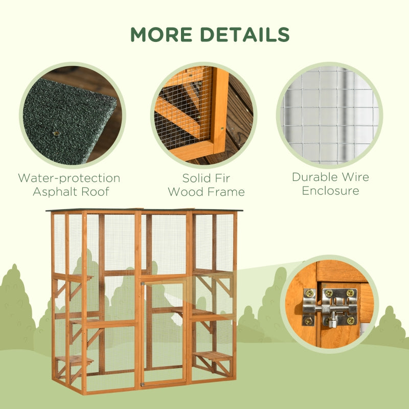 Large Outdoor Catio Cat Enclosure and Balance Platforms in Natural - Seasonal Overstock
