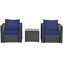 Tarin 3pc Outdoor Rattan Table and Chairs Set - Blue - Seasonal Overstock