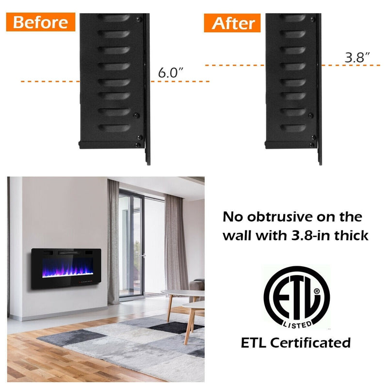 42" Ultra Thin Wall Mounted Electric Fireplace - Seasonal Overstock