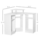 Bennie White Corner Desk With Monitor Stand and Shelves - Seasonal Overstock