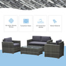 Patio Furniture, Brently 4pc Patio Sofa Set - Grey - Seasonal Overstock