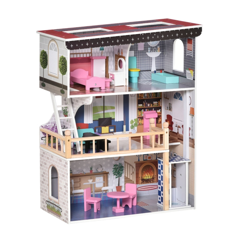 Dreamhouse 3-Story Villa Doll House with Elevator & Furniture - Seasonal Overstock