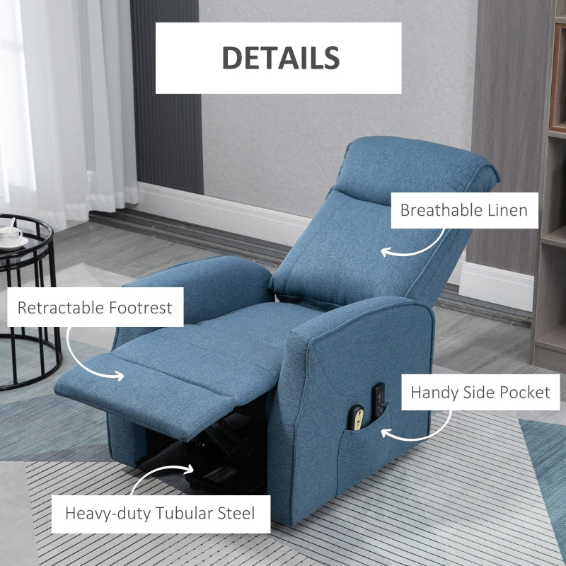 Emory Blue Power Reclining Lift Chair with Vibration Massage & Remote - Seasonal Overstock