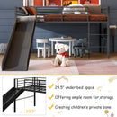 Jaya Twin Size Metal Loft Bed with Slide and Guardrails - Black - Seasonal Overstock