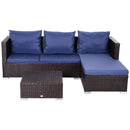 Lana 3pc Outdoor Rattan Sofa Sectional and Table - Blue - Seasonal Overstock