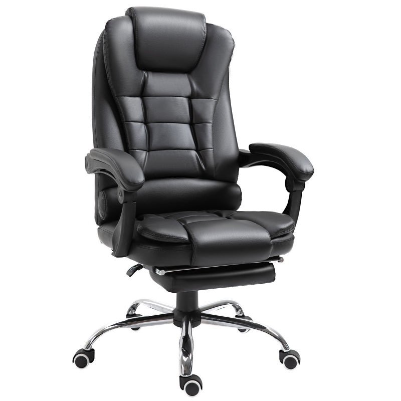 Marlos High Back Faux Leather Executive Chair with Footrest - Black - Seasonal Overstock