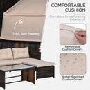 Vina 3pc Outdoor Patio Sofa with RHF Chaise and Table - Beige / Brown - Seasonal Overstock