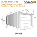 Sheds, Garages & Carports, 12' x 25' Everest Steel Storage Shed Garage Wind and Snow Rated - Charcoal - Seasonal Overstock