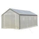 Greenhouse, 20' x 10' Heavy Duty Walk-In Plastic Cover Garden Greenhouse, Peaked Roof, Steel Frame, White - Seasonal Overstock