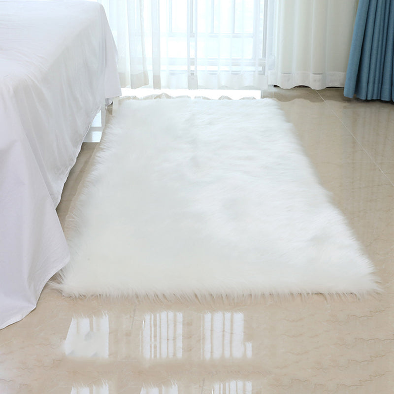 24" X 72" Soft and Plush Faux Fur White Bedside Runner - Seasonal Overstock