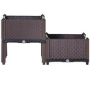 Planters, 31.5" x 15.75" Raised 2-Box Planter Flower Bed - Brown - Seasonal Overstock