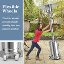 50,000 BTU Outdoor Standing Propane Patio Heater with Wheels - Silver - Seasonal Overstock