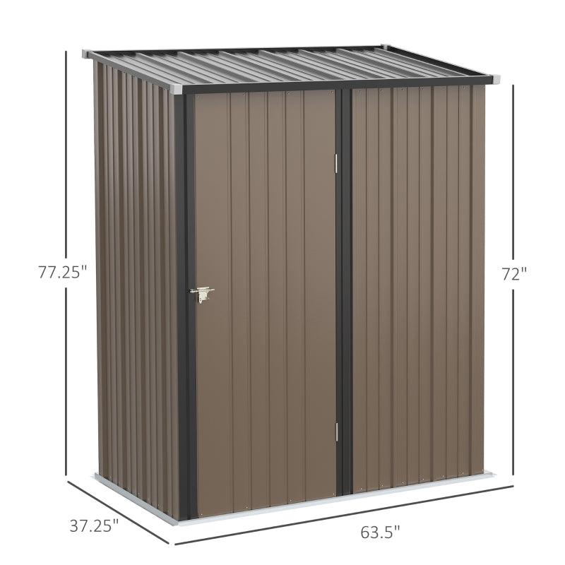 5' x 3' Lean-to Galvanized Steel Storage Shed - Brown - Seasonal Overstock