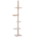 Cat Trees, Floor To Ceiling 5 Tier Cat Tree in Beige - Seasonal Overstock