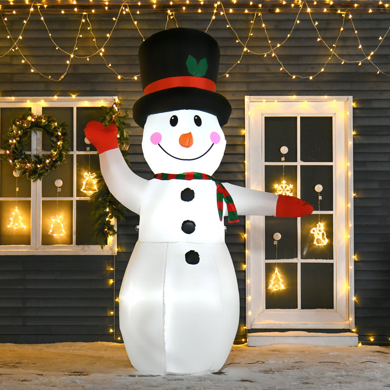 8ft Inflatable Snowman with Hand Up Waving - Seasonal Overstock