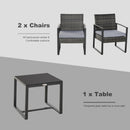 Patio Furniture, Ricardo 3pc Rattan Wicker Chair and Table Set - Grey - Seasonal Overstock