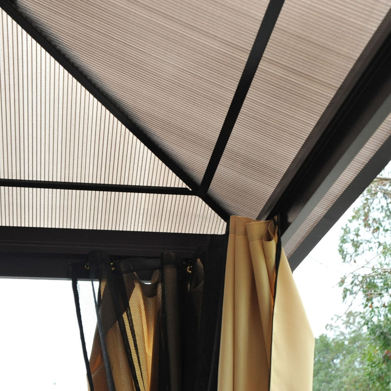 Aspen 14' x 12' Hard Top Patio Gazebo with Curtains and Netting - Seasonal Overstock