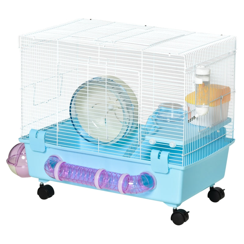 Hamster Cage Kit with Exercise Wheel & Tube - Light Blue - Seasonal Overstock