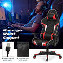 Office Chairs, Lucas High-Back Gaming Chair with Massage - Red - Seasonal Overstock