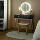 Vanity, Melvyna Luxury Vanity with LED Mirror - Black / Gold - Seasonal Overstock