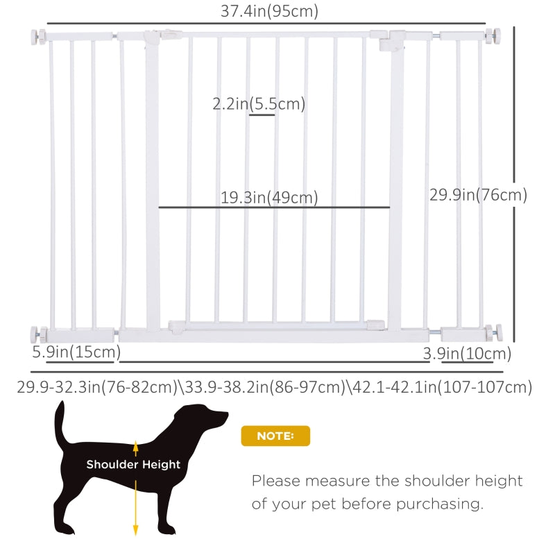 Pressure Fit Pet Barrier Adjustable Dog Gate for Doorways 29.9"-42.1" - White - Seasonal Overstock