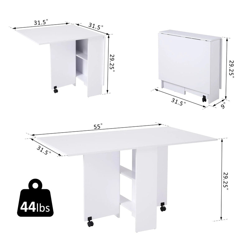 Simple White Drop-Leaf Table Seats 6 - Seasonal Overstock