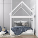Xavier House Shaped Twin Size Wood Canopy Platform Bed - White - Seasonal Overstock