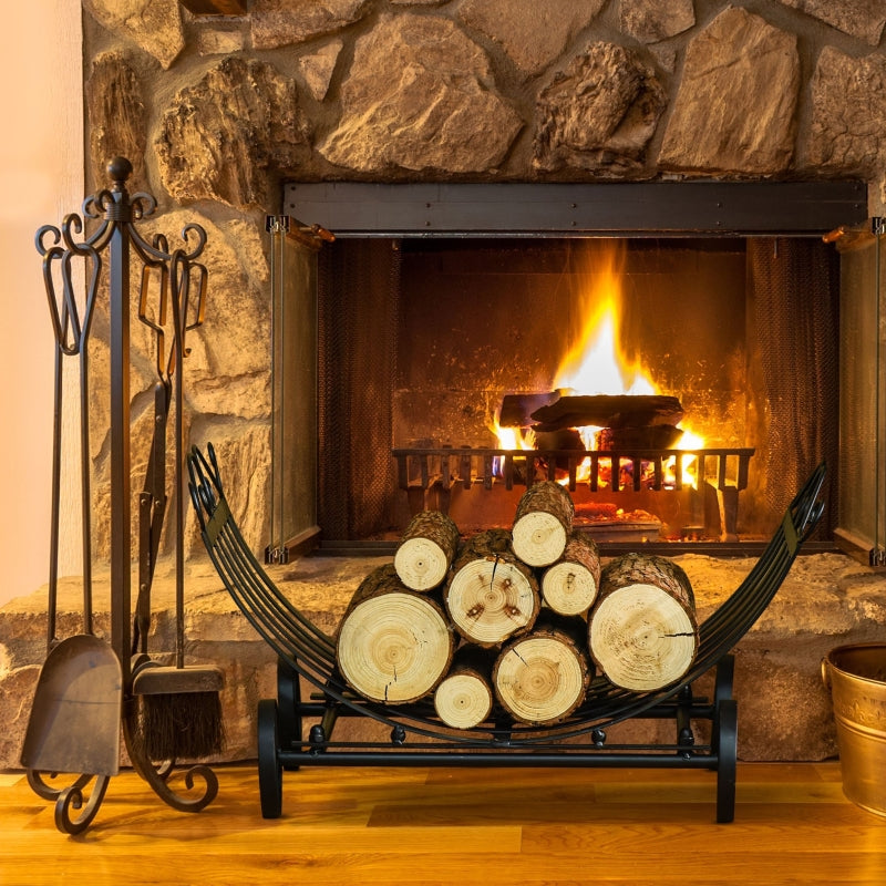 23" Arc Basket Style Firewood Rack Log Holder - Seasonal Overstock