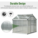 Greenhouses, 6' x 6.2' Walk-In Aluminum Frame Greenhouse with Polycarbonate Panels, Swing Door - Silver - Seasonal Overstock