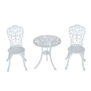 Fenella 3pc Cast Aluminum Outdoor Bistro Set in White - Seasonal Overstock