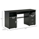 Nolan Computer Desk with Keyboard Tray Cabinet and Locked Drawer - Black - Seasonal Overstock