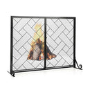 45" Black Wrought Iron Fireplace Screen with 2 Doors - Seasonal Overstock