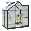 Greenhouses, 6.2' x 4.3' Walk-In Greenhouse with Aluminum Frame, Polycarbonate Panels and Sliding Door - Green - Seasonal Overstock